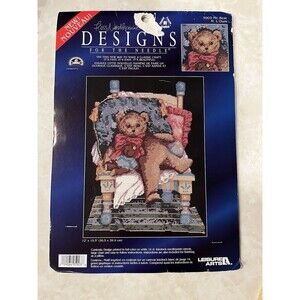 Vtg Leisure Arts Mr Bear Needlepoint Kit NOS No Floss Cottagecore 12x15.5